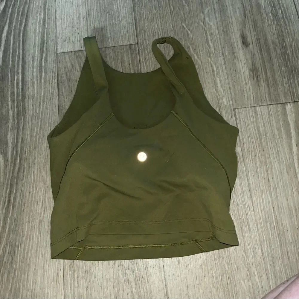 lululemon align high neck tank bronze green size 4